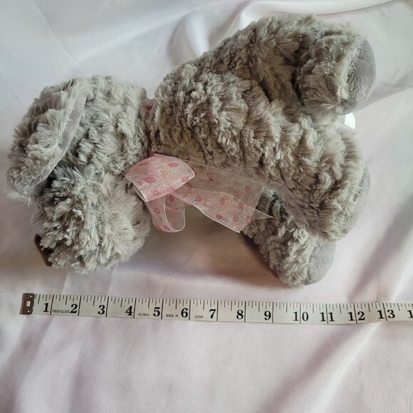 Burton & Burton 11" Gray Puppy With Sheer Pink Bow - Picture 8 of 8